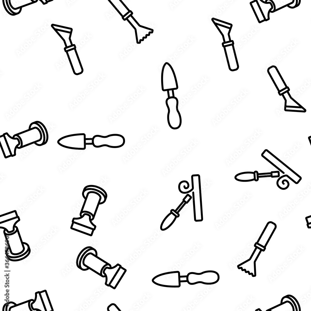 Poster chisel carpentry tool vector seamless pattern thin line illustration