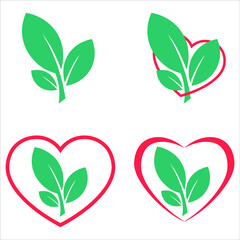 Set Leaf icon nature symbol logo Template. leaf logo design icon. Vector Illustration.