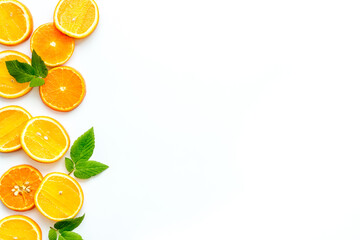 Sliced citrus on white background top view