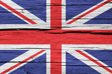 United Kingdom flag on wood background