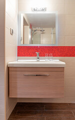 Washbasin in the toilet. The interior in the toilet room.