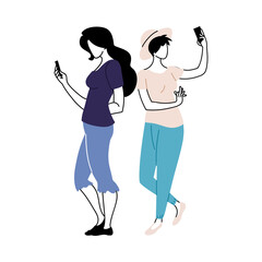 Young women checking the cell phone