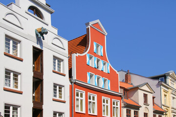 Historic architecture of the hanseatic town Wismar, Baltic Sea, Germany