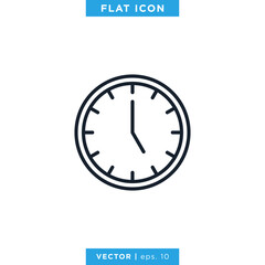 Time Clock Icon Vector Design Template. Editable Stroke.