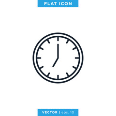 Time Clock Icon Vector Design Template. Editable Stroke.