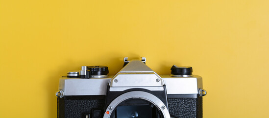 Low-tech: A vintage SLR camera with chrome body.