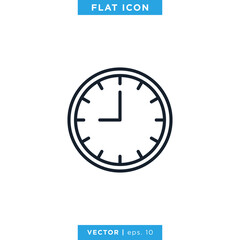 Time Clock Icon Vector Design Template. Editable Stroke.