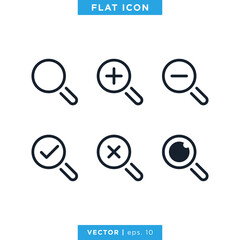 Magnifying Glass Icons Set Vector Design Template