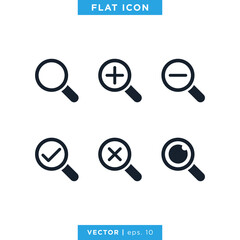 Magnifying Glass Icons Set Vector Design Template