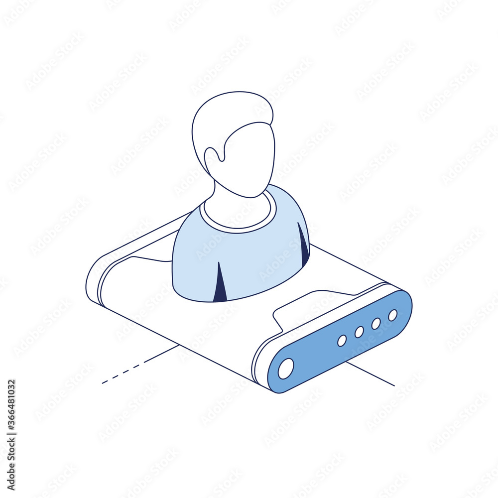 Poster user hard disk informaton hdd. vector 3d line isometric, color web icons set, new flat style. creati