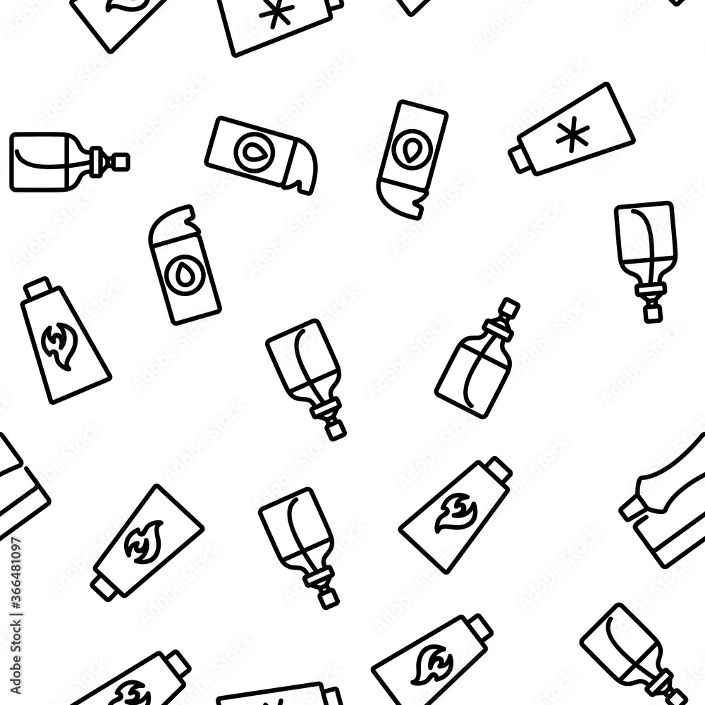Poster lubricant container vector seamless pattern thin line illustration
