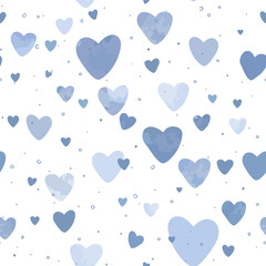 Vector pattern of blue hearts. Vector seamless pattern.