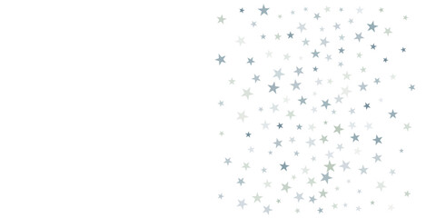 silver stars background, sparkling christmas lights confetti falling isolated on white. magic shining Flying stars glitter cosmic backdrop, sparkle vector border