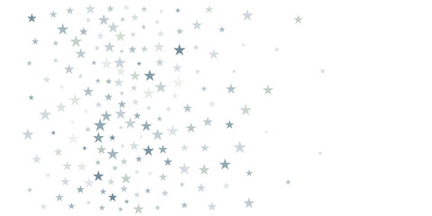 silver stars background, sparkling christmas lights confetti falling isolated on white. magic shining Flying stars glitter cosmic backdrop, sparkle vector border