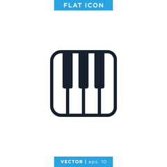 Piano Icon Vector Trendy Flat Design Template.