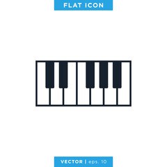 Piano Icon Vector Trendy Flat Design Template.