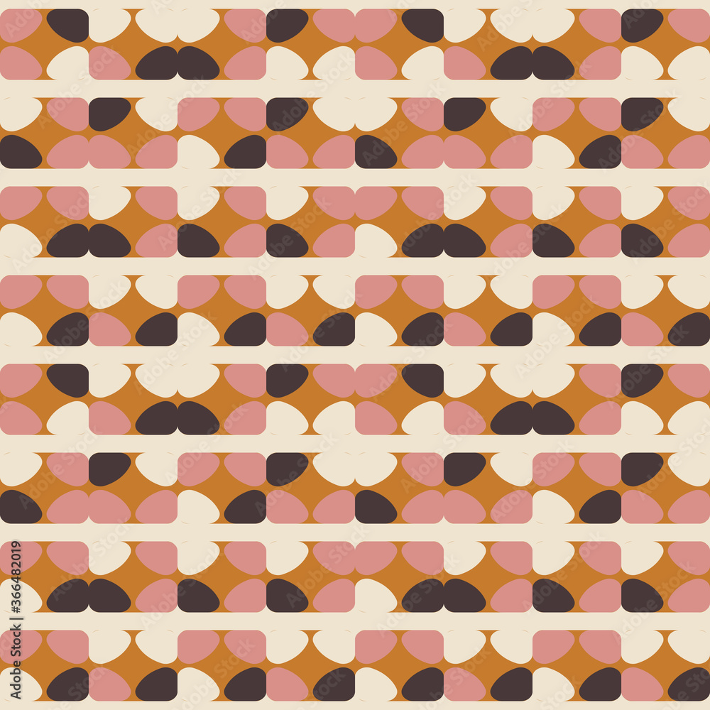 Poster Geometric seamless pattern. Vector background with simple shapes like semi cirles and squares in neutral muted pastel colors.