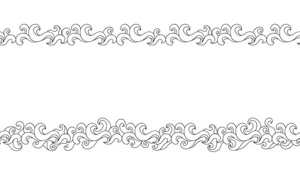 Decorative seamless wave on white  background. Marine doodle pattern. Suitable for card, invitation, border, frame.