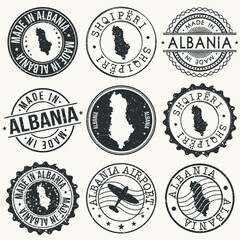 Albania Travel Stamp Made In Product Stamp Logo Icon Symbol Design Insignia.