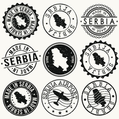 Serbia Travel Stamp Made In Product Stamp Logo Icon Symbol Design Insignia.