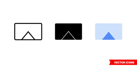 Wireless media streaming icon of 3 types. Isolated vector sign symbol.