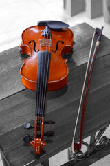 Beautiful antique violin, isolated color