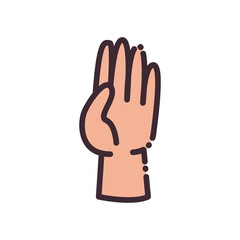 Obraz premium palm gesture with hand line and fill style icon vector design