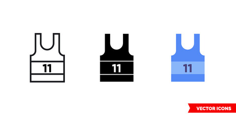 Obraz premium Basketball jersey icon of 3 types. Isolated vector sign symbol.