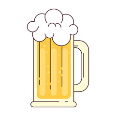 mug of beer with froth on white background