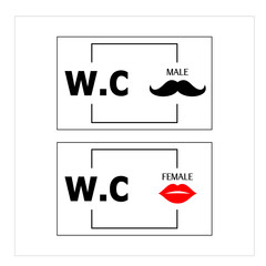 NEW MODERN MALE AND FEMALE TOILET SIGN WITH ENGLISH TEXT