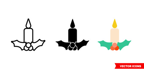 Candle icon of 3 types. Isolated vector sign symbol.