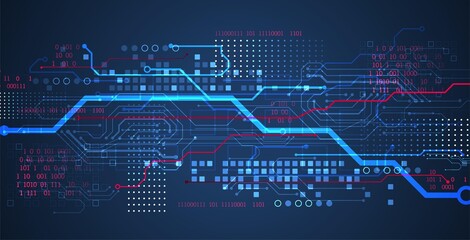 Naklejka premium Abstract technology concept. Circuit board, high computer color background. Vector illustration with space for content, web - template, business tech presentation.