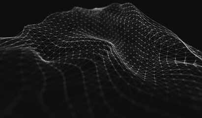 Abstract polygonal space low poly dark background with connecting dots and lines. © Андрей Осадчук