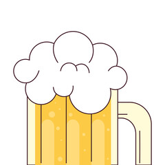 mug of beer with froth on white background