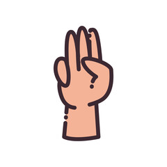 gesture with hand line and fill style icon vector design