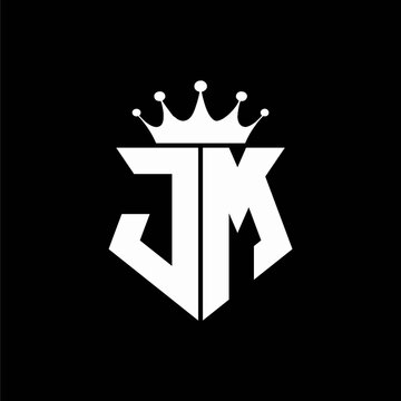 jm logo monogram shield shape with crown design template