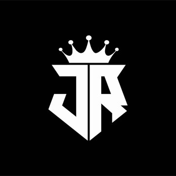 jr logo monogram shield shape with crown design template
