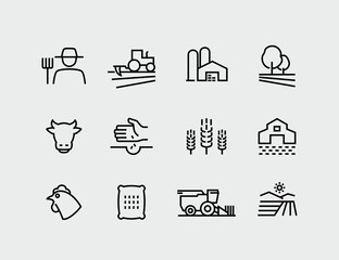 Farming and Agriculture Vector Line Icons © SimonP