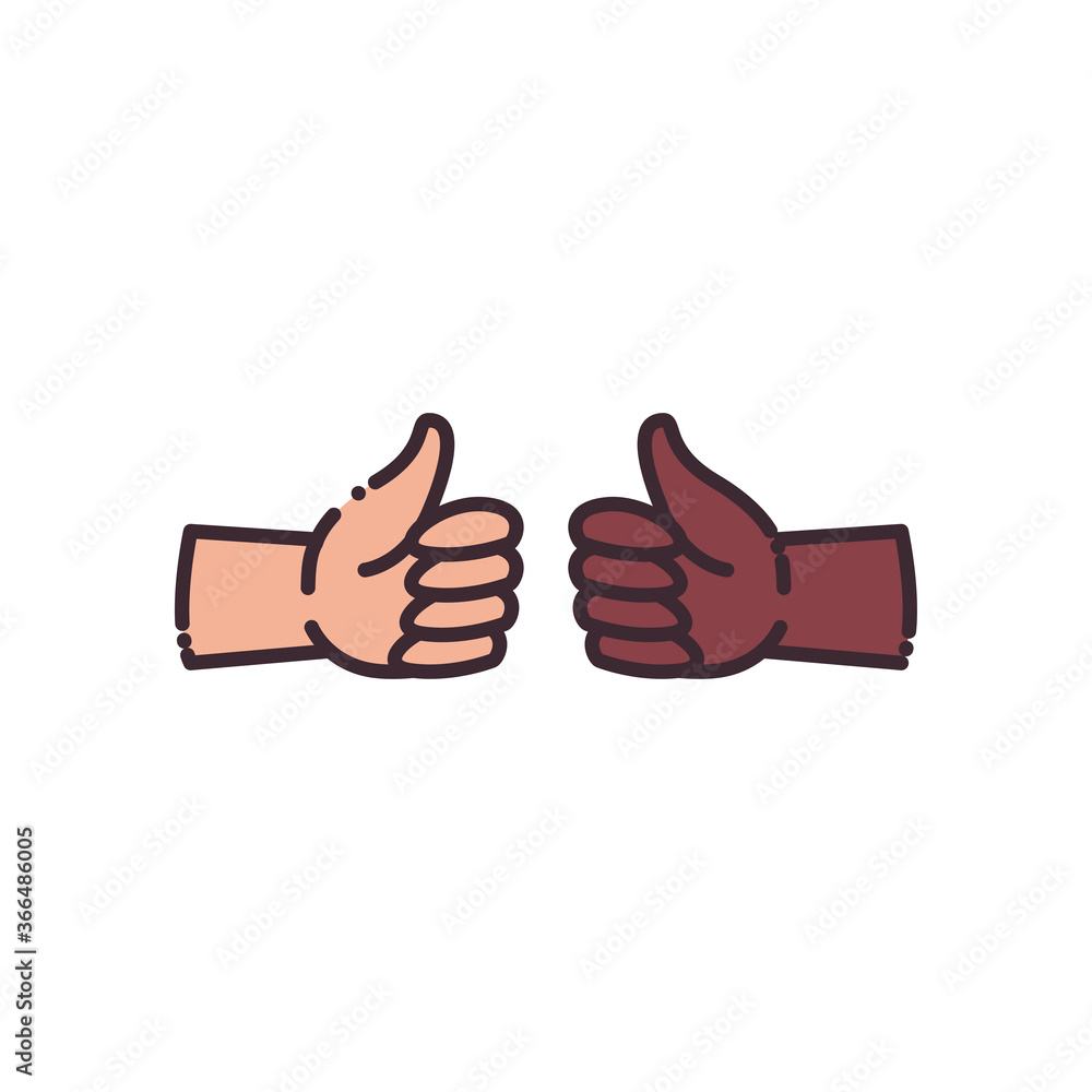 Poster like gesture with hands line and fill style icon vector design