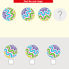 Fototapeta na wymiar Educational game for kids and adults. development of logic iq. Task game what comes next? visual intelligence, mind games
