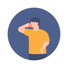 illustration of a man drinking canned drinks or energy drinks. flat design. can be used for elements, landing pages, UI, web sites.