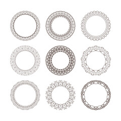 Outline frame set isolated on white. Coloring border. Vector energy. Intersection of lines. Crossing lines. Intersection circles. EPS 10