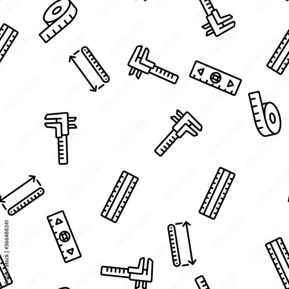 Poster ruler measuring tool vector seamless pattern thin line illustration