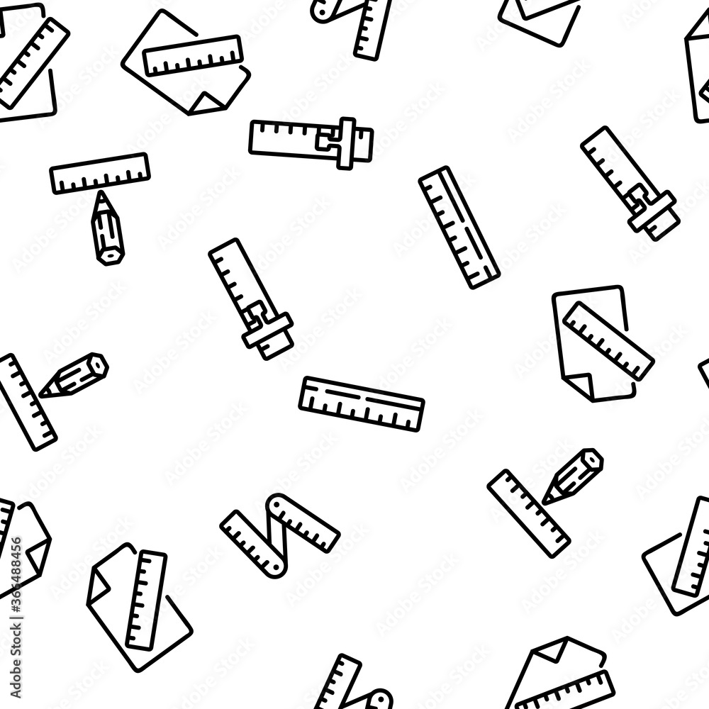 Poster ruler measuring tool vector seamless pattern thin line illustration