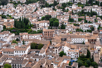 Fototapeta na wymiar Panoramic view of the historical neighborhood of Albaicin in Granada, Spain
