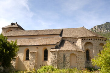 Fototapeta na wymiar Church in Peyrealeau, France.