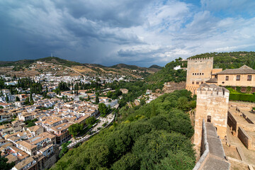 Fototapeta na wymiar Panoramic view of the Albaicin neighborhood and The Alhambra in Granada, Spain