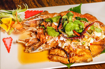 Thai Cuisine Deep Fried Sea Bass with Chilli Sauce