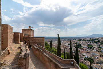 Panoramic view of the Albaicin neighborhood and The Alhambra in Granada, Spain