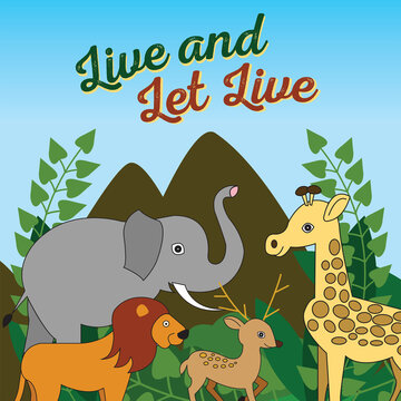 Live and let Live - wild animal cartoons in the jungle